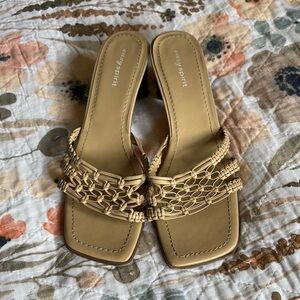 Easy Spirit Tan Woven Sandals with Flat Sole